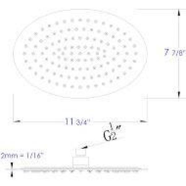Ultra Thin Polished Stainless Steel Oval Rain Shower Head