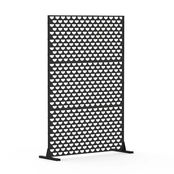 Clihome 71 in. H Freestanding Metal Privacy Screens, Decorative Privacy Screen for Balcony Patio Garden, Semi-Circular Shape