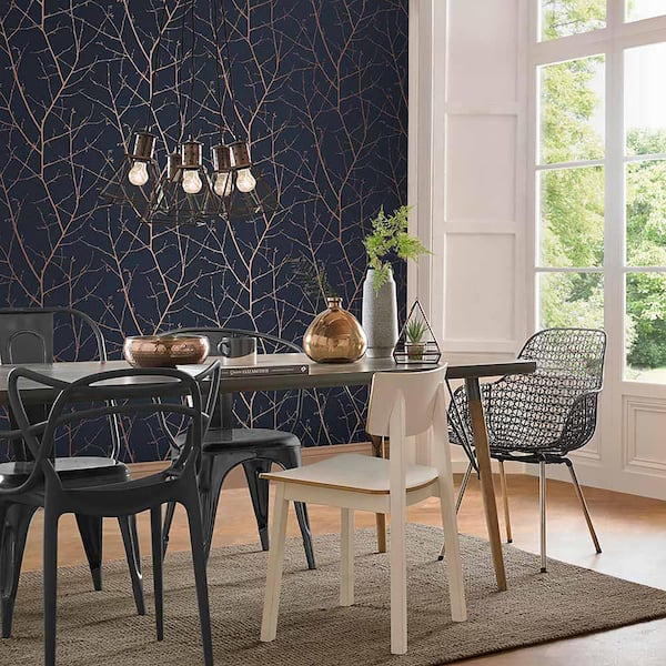 Boreas Midnight Navy Removable Wallpaper Sample