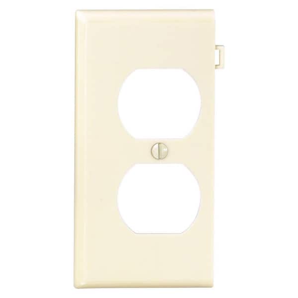 Leviton 1-Gang Ivory Duplex Outlet/Receptacle Nylon Standard Sectional End Panel Wall Plate (1-Pack) PSE8-I