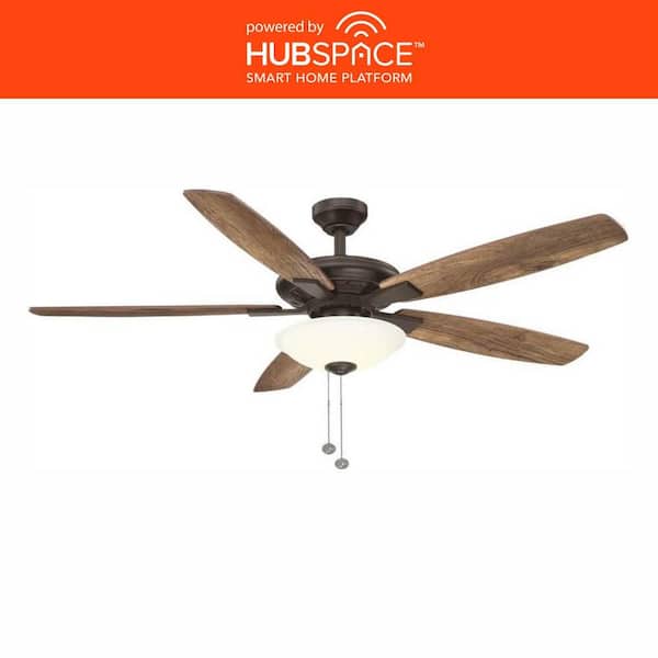 Hampton Bay Menage 56 in. LED Indoor Oil Rubbed Bronze Smart Hubspace Ceiling Fan with Light and Remote