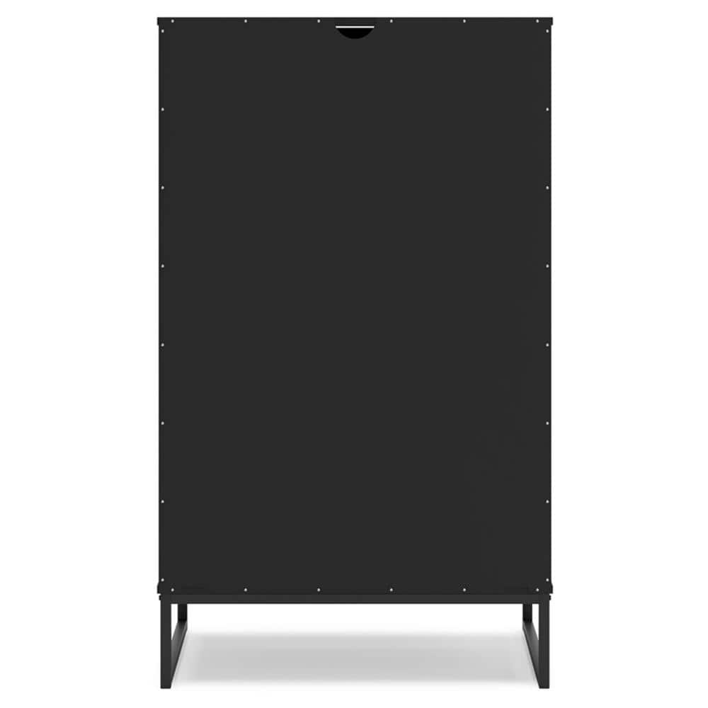 Black Contemporary 5-Drawer Chest with Metal Legs