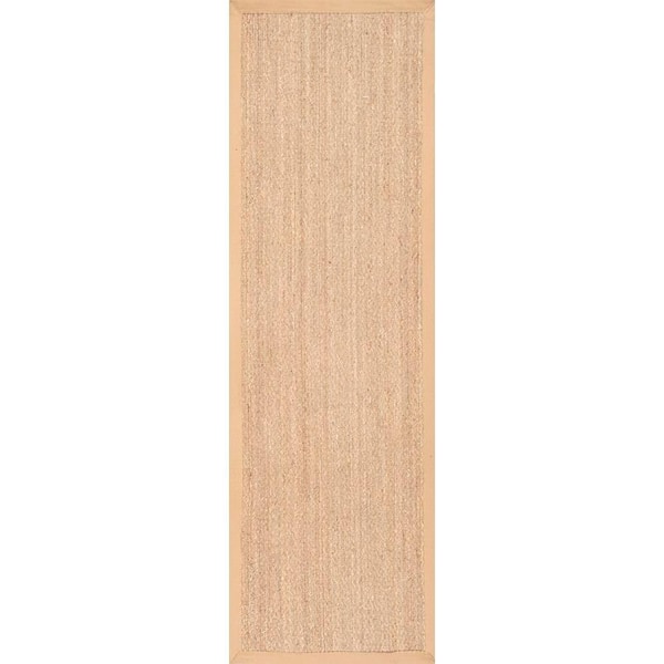 Elijah Seagrass with Border Beige 3 ft. x 8 ft. Runner Rug