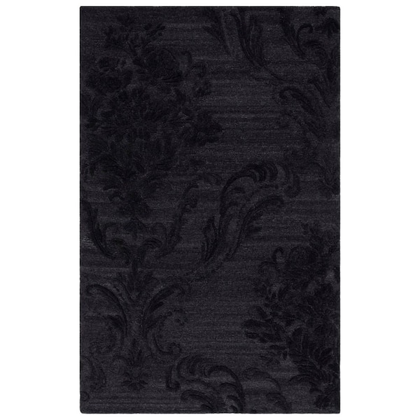 Jardin 4 ft. x 6 ft. Black Floral Area Rug