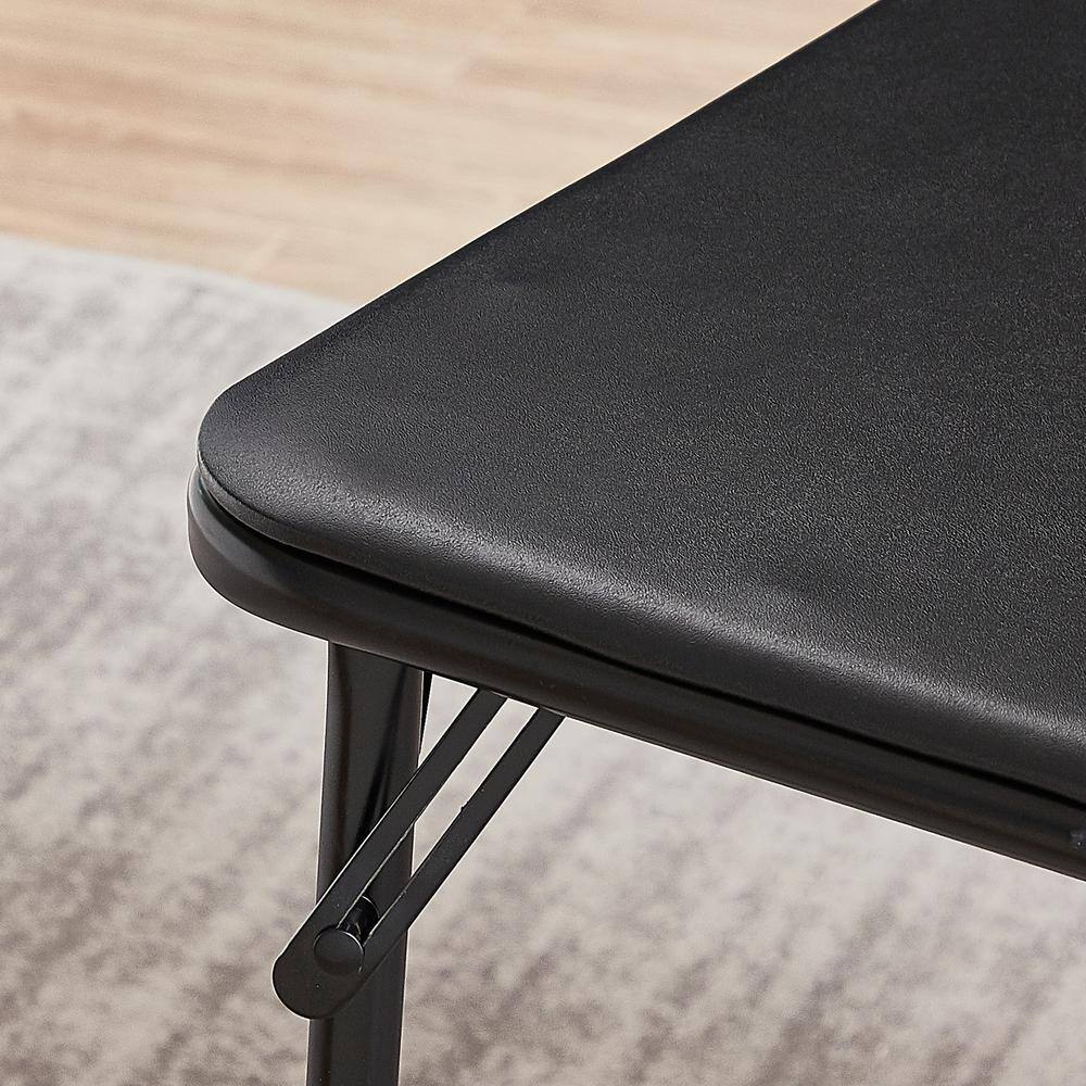 47.2'' Black Metal Foldable Card Table with MDF Top