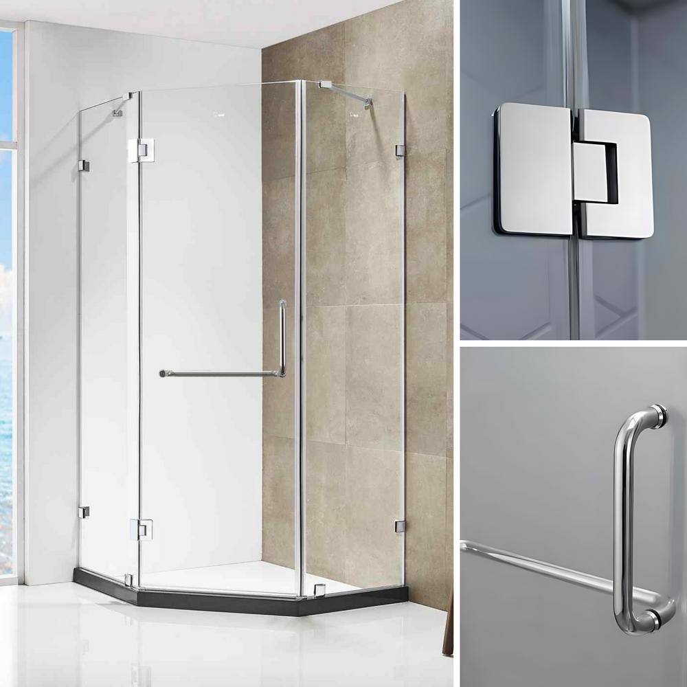 39.4" x 79" Frameless Neo-Angle Chrome Shower Door