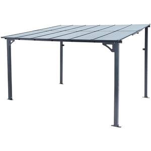 AECOJOY 10 ft. x 12 ft. Dark Gray Aluminum Patio Cover 16303BK-HD01 ...