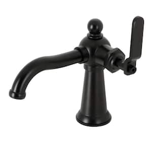 Knight Single-Handle Single Hole Bathroom Faucet with Push Pop-Up in Matte Black