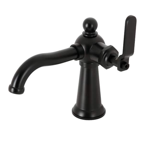 Kingston Brass Knight Single-Handle Single Hole Bathroom Faucet with Push Pop-Up in Matte Black