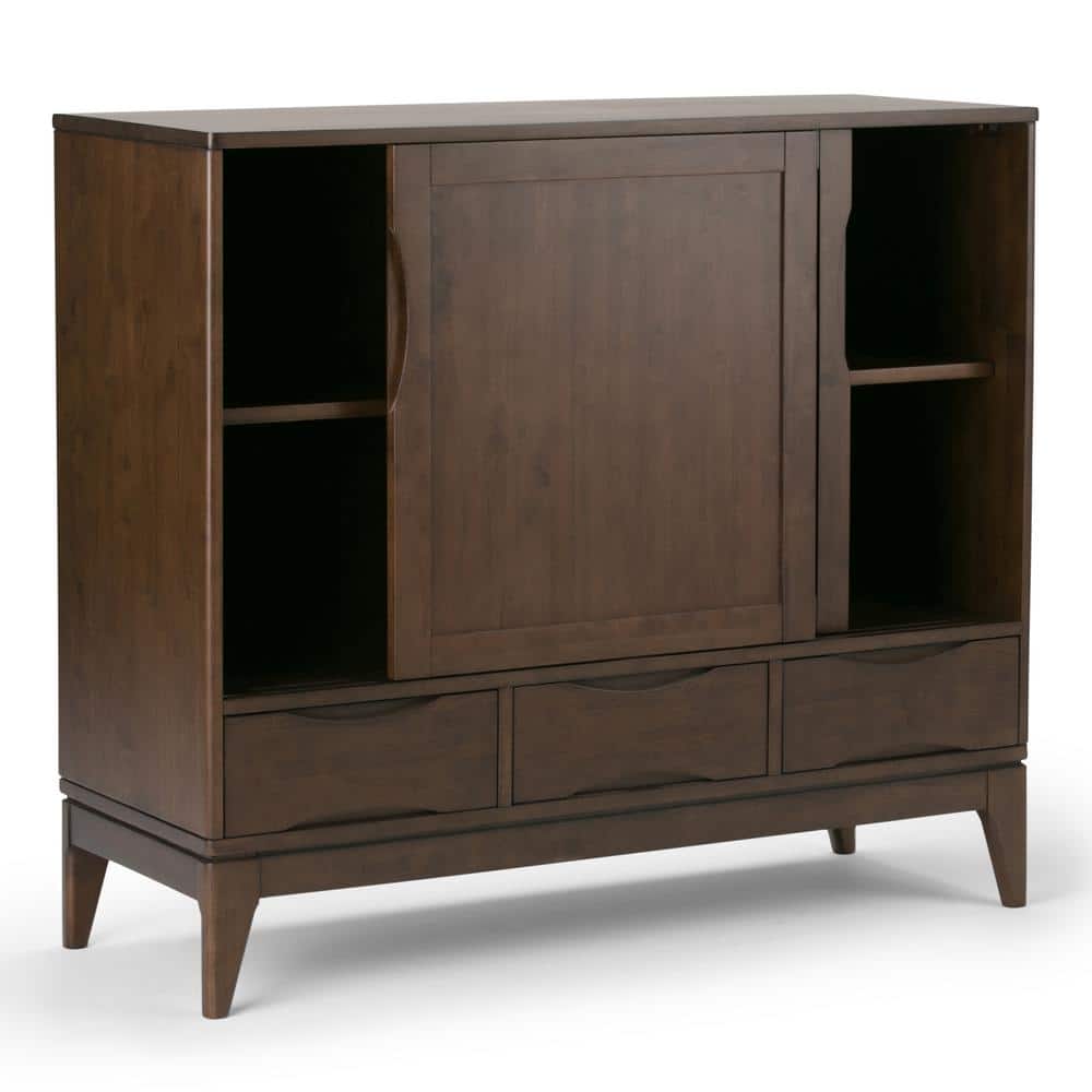 Harper Mid-Century Modern Walnut Brown Solid Hardwood Office Cupboard