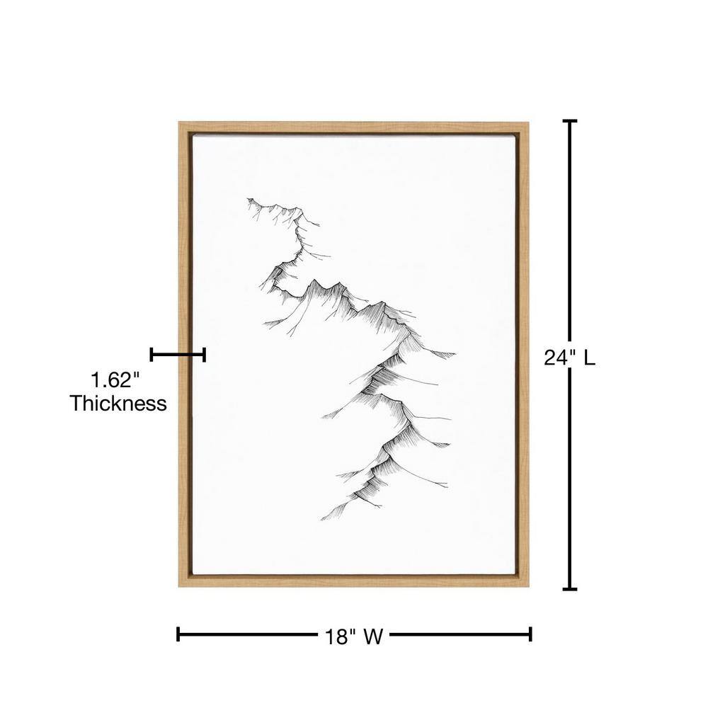 Natural Wood Framed Black and White Mountain Canvas Art