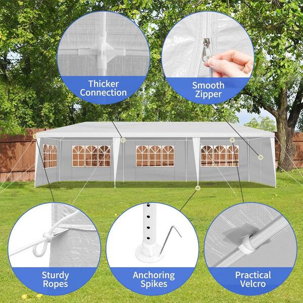 ESILOO Deluxe Series 10 ft. x 30 ft. White Canopy Heavy-Duty ESILOO Deluxe Series 10 ft. x 30 ft. White Canopy Heavy-Duty