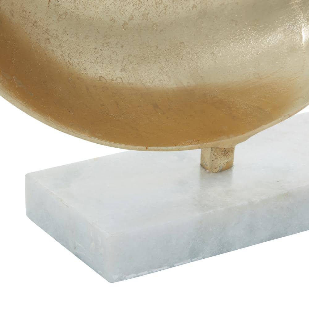 Gold Aluminum Geometric Sculpture with Marble Base, 15" x 17"