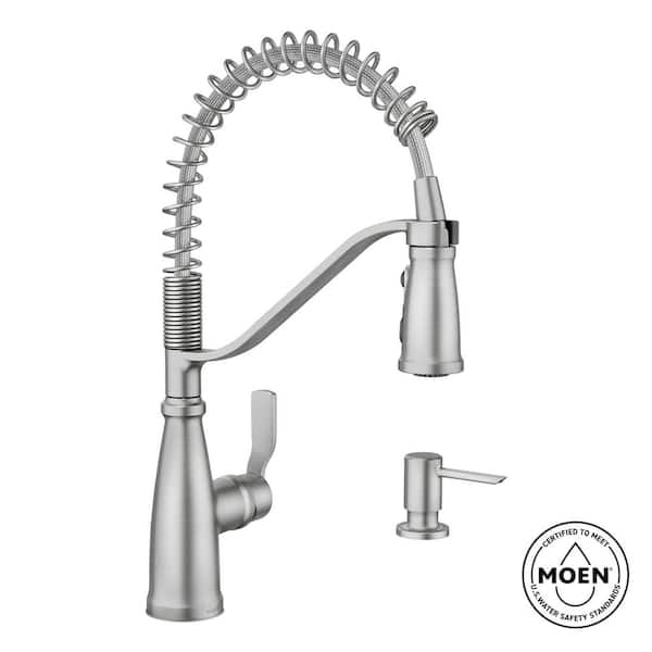Nolia Single-Handle Pre-Rinse Spring Pulldown Sprayer Kitchen Faucet with Power Boost in Spot Resist Stainless