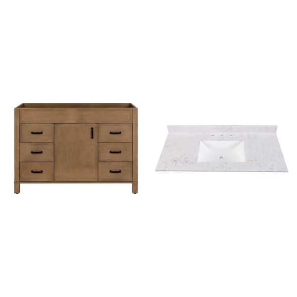 Winsome 48 in. Sand Vanity Cabinet and 49 in. x 22 in. White Rectangular Sink Top Combo