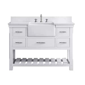 Wesley 48 in. W x 22 in. D Bath Vanity in White with Engineered Stone Vanity Top in Ariston White with White Sink