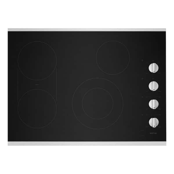 Maytag 30 in. Radiant Electric Cooktop in Stainless Steel with 4 Elements and Reversible Grill, Griddle
