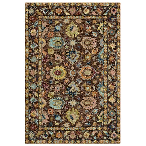 Jackson 5 x 8 Brown Traditional Pattern Area Rug for High Traffic Living Room Dining Room Bedroom