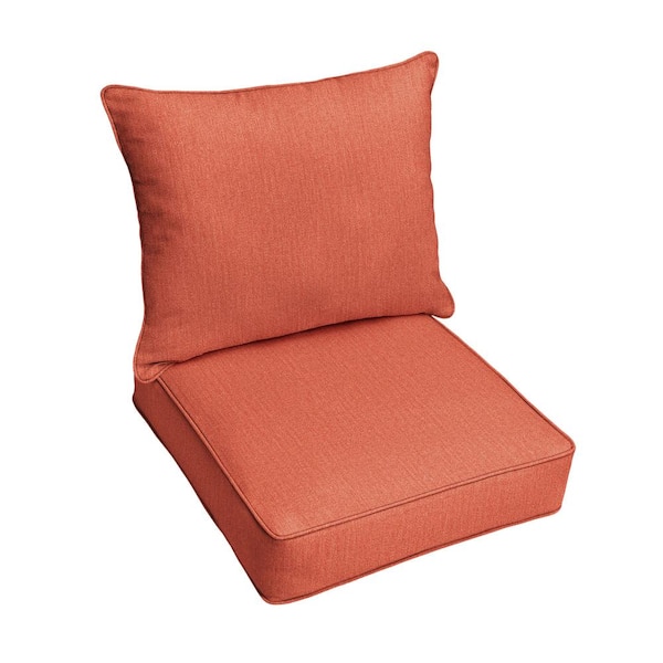 SORRA HOME 22.5 x 22.5 x 22 Deep Seating Indoor/Outdoor Pillow and Cushion Chair Set in Sunbrella Canvas Persimmon