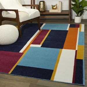 Lillian Navy 5 ft. 3 in. x 7 ft. Color Block Area Rug