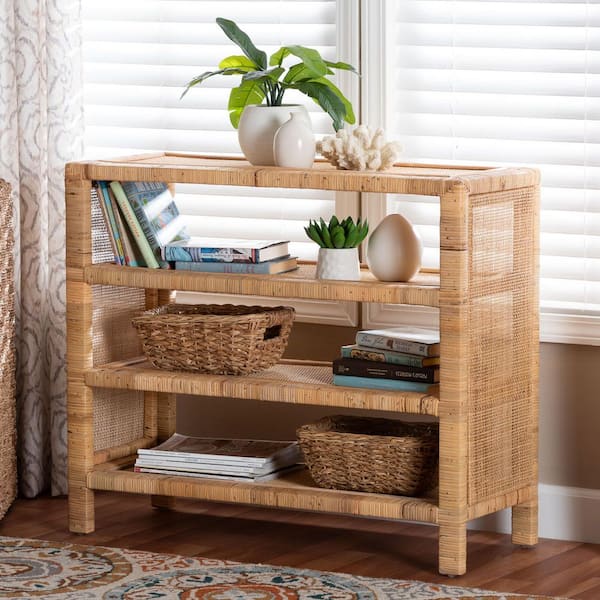 bali & pari Abelia 4-Tier Rattan Household Shelving Unit Natural