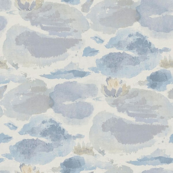 NuWallpaper Water Lily Blue Peel and Stick Wallpaper Sample