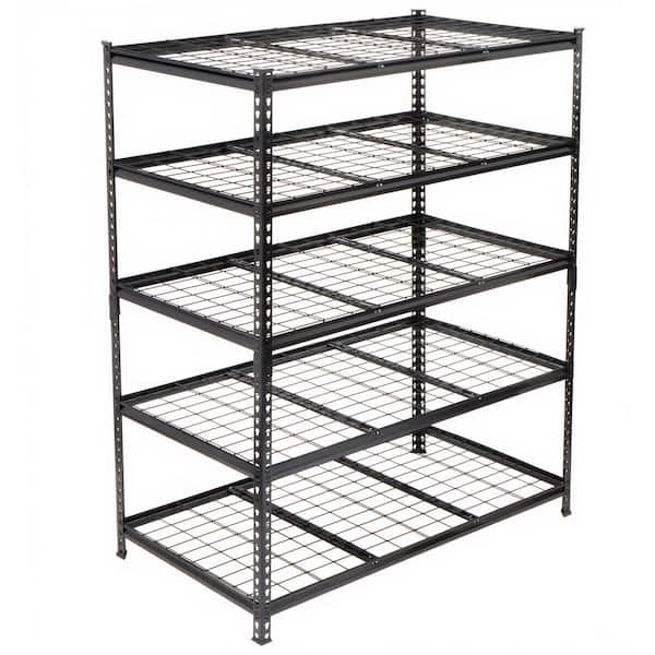 5-Tier Adjustable Heavy Duty Black Metal Wire Shelving Unit Boltless Assembly (48 in. W x 72 in. H x 24 in. D)