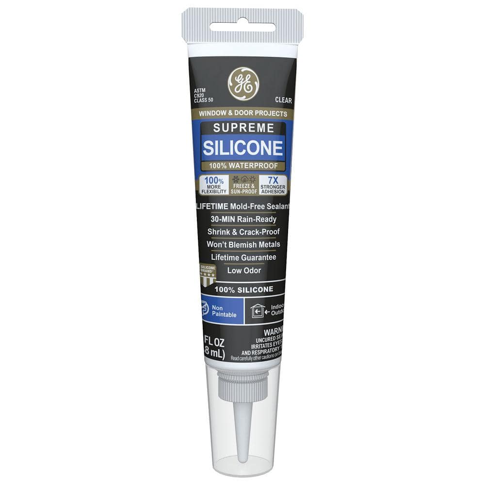GE Supreme Silicone 2.8 oz. Clear Window and Door Caulk 2764358 - The Home  Depot