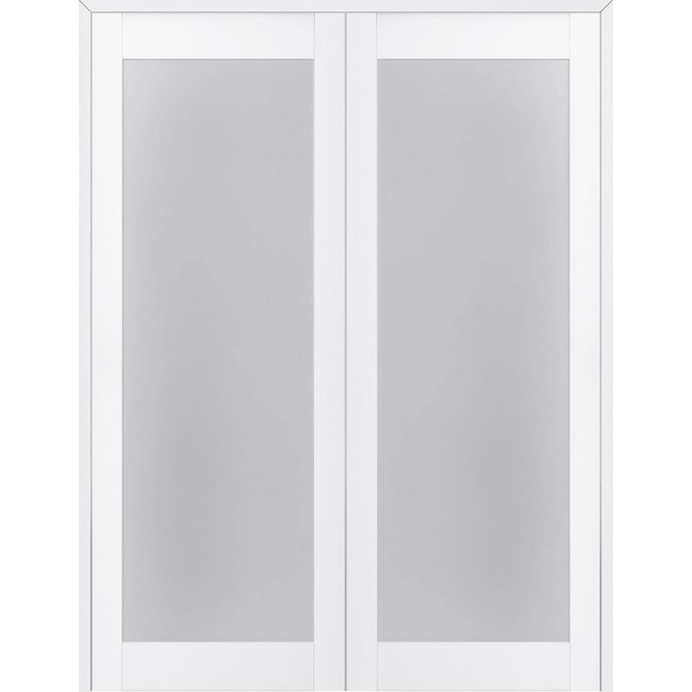 Paola 56" x 84" Frosted Glass White Composite French Door