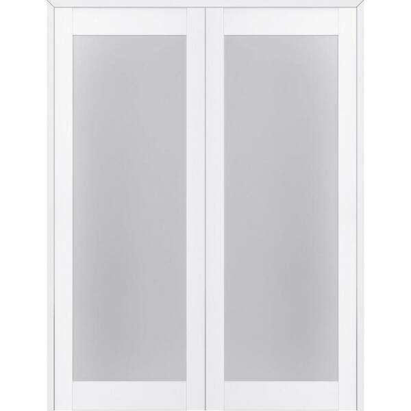 Belldinni Paola 207 64" x 96" Both Active Full Lite Frosted Glass Bianco Noble Finished Wood Composite Double Prehung French Door
