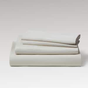 Solid 300TC 4-Piece Ivory Bamboo Queen Sheet Set