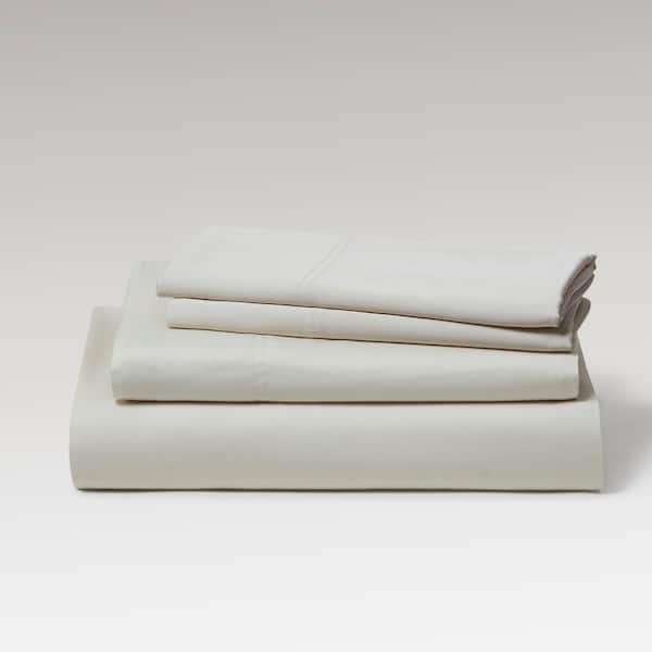 Solid 300TC 4-Piece Ivory Bamboo Queen Sheet Set