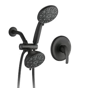 7-Spray Patterns with 1.8 GPM 5 in. Tub Wall Mount Dual Shower Heads in Spot Resist Matte Black