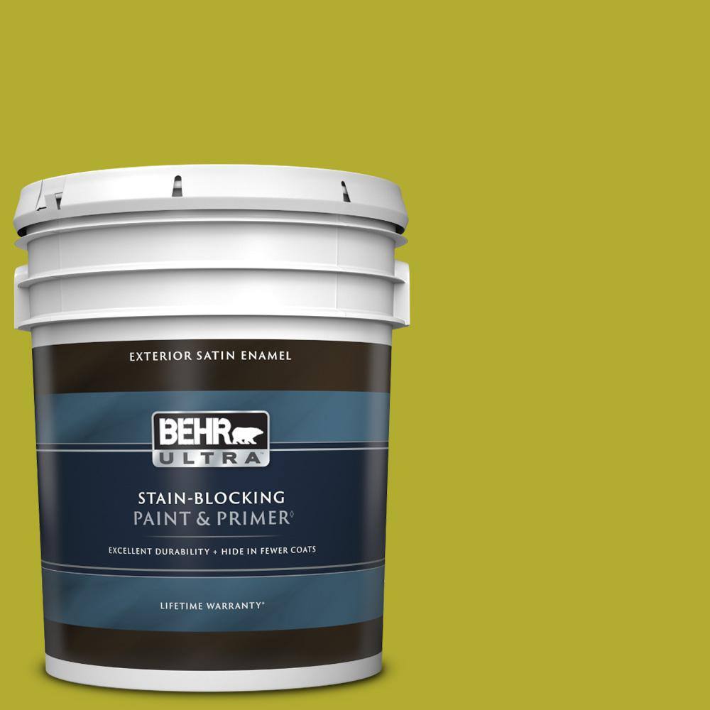 BEHR ULTRA 5 gal. P3406 Green Neon Satin Enamel Exterior Paint