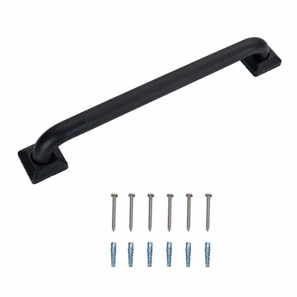 12 in. x 2.6 in. Concealed Screw Bathroom Safety Grab Bar in Black Knurled Finish Anti-Slip Shower Handle price history on PriceWatchPro