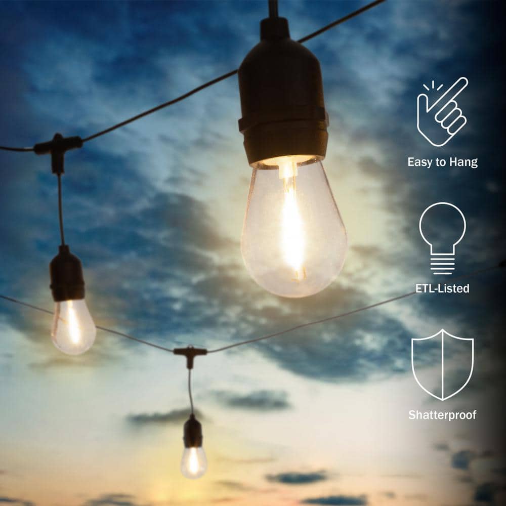 Warm White 40ft Outdoor LED Edison Bulb String Lights