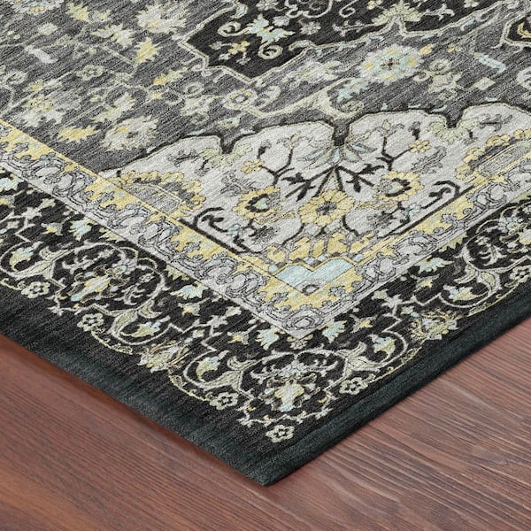Chantille Machine Washable Indoor/Outdoor Abstract ACN2854 Black 2 ft. x 7 ft. Runner Rug
