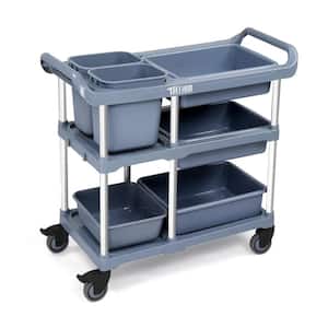 3-Tier 330 lbs. Capacity Plastic Service Storage Utility Cart with Wheels Black