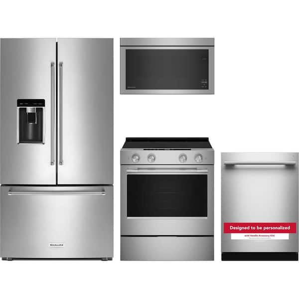 24 cu. ft. Counter Depth Refrigerator with 5 Element Slide-In Electric Range and Dishwasher with 3rd Rack