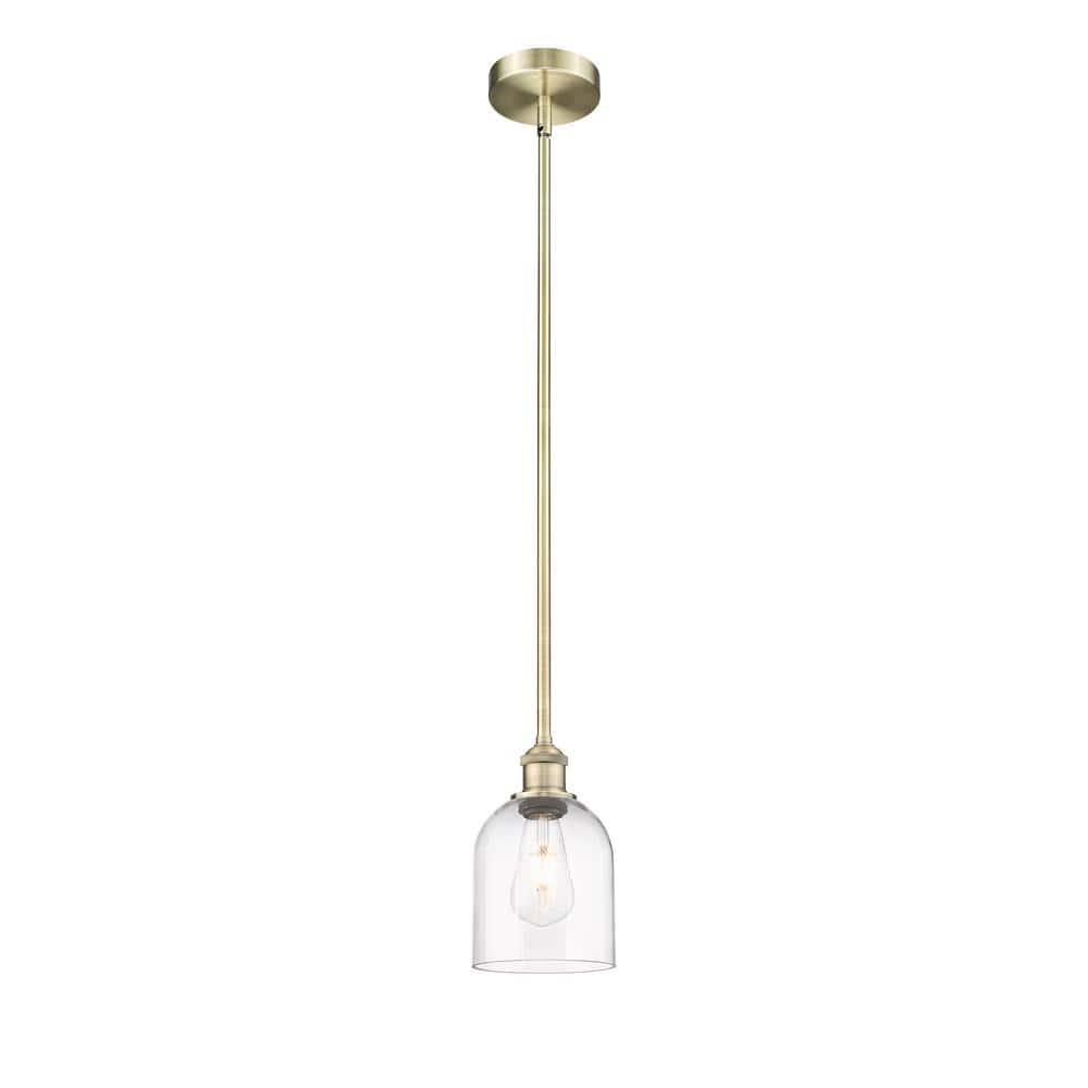 Bella 100-Watt 1-Light Antique Brass Shaded Mini Pendant Light with Clear Glass Shade price history on PriceWatchPro