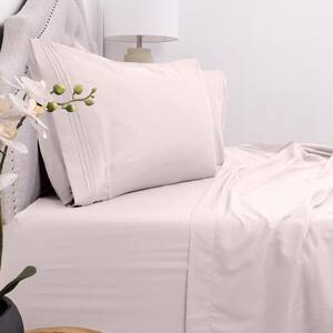 QUEEN Cream Bed Sheet 4-Piece Set 1200 Series Egyptian Cotton Touch White 