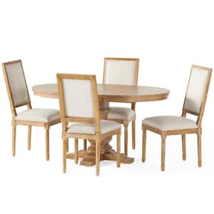 Brownell Beige and Natural Expandable Oval Dining Set 5-Piece