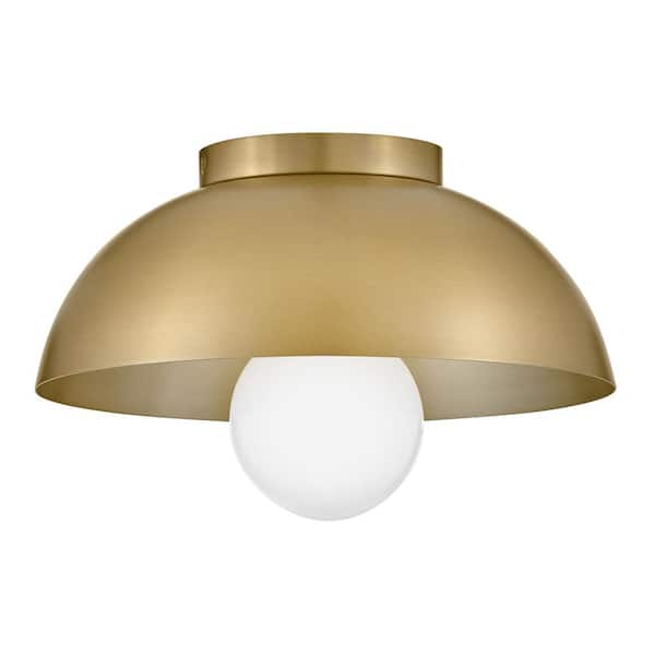 Stu 11.0 in. 1-Light Lacquered Brass Flush Mount