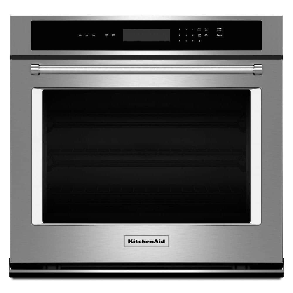 KitchenAid 30 in. Single Electric Wall Oven Self-Cleaning in Stainless Steel, Silver