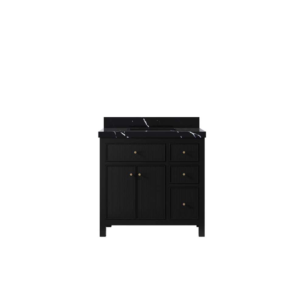 Willow Collections Sonoma 36 in. Single Sink Freestanding Black Bath ...