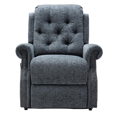 Blue Chenille Knit Fabric Power-lift Recliner with 8-Point Massage