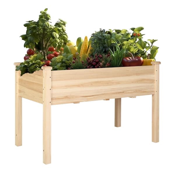 47 in. L x 23 in. W x 30 in. H Cedar Wood Raised Garden Bed, Elevated Planter Box with Liner, Natural