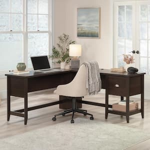 Summit Station 58.661 in. L-Shaped Cinnamon Cherry Computer Desk with File Storage