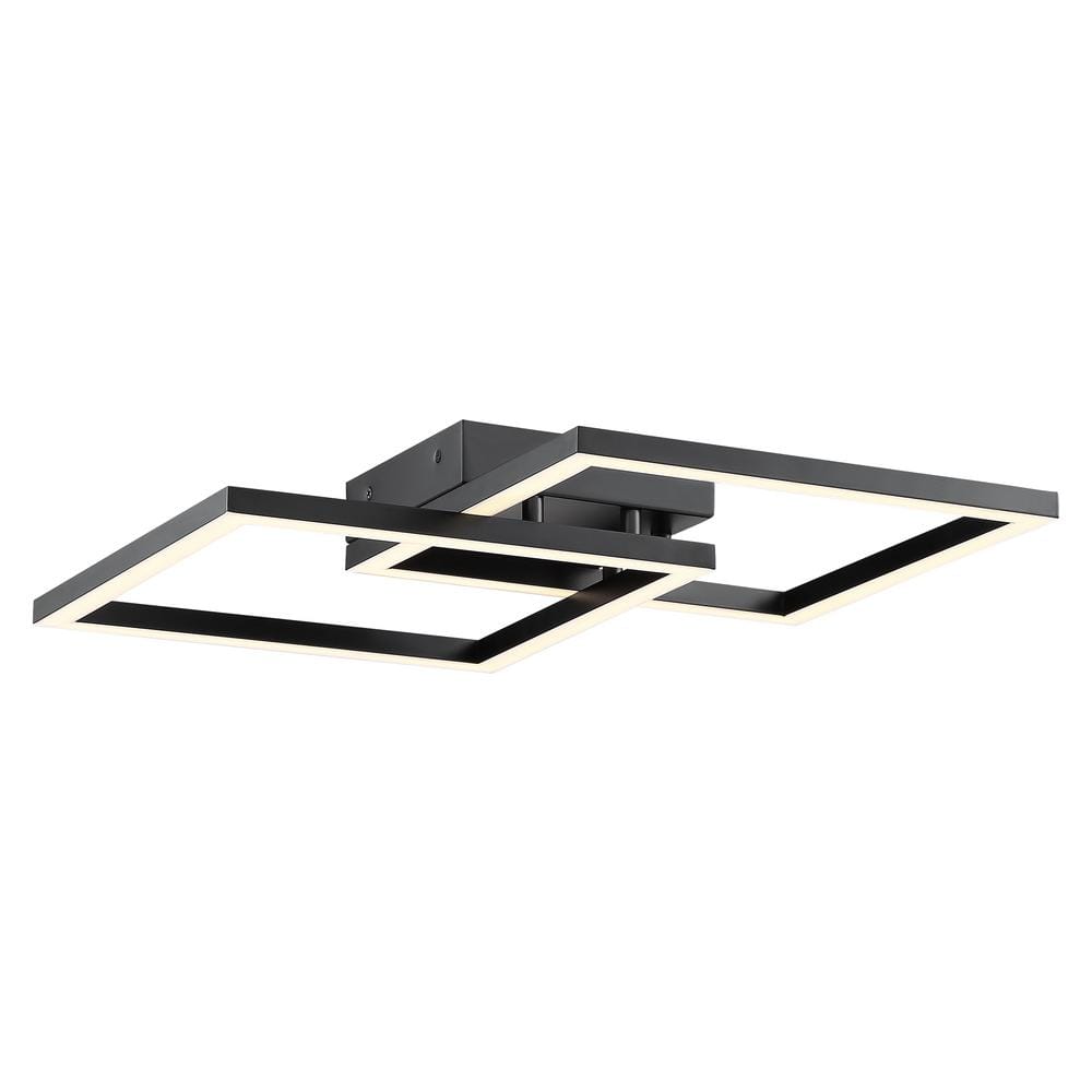 Squared 18.5 in. 1-Light Black LED Flush Mount