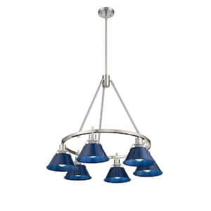 Orwell 6-Light Pewter and Matte Navy Chandelier